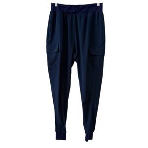 Willit Medium Navy Blue Cargo Jogger Pants Elastic Waist High Rise Activewear